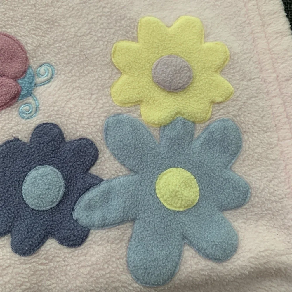 Vintage Cherokee Baby Pink Baby Blanket Flowers Fleece
